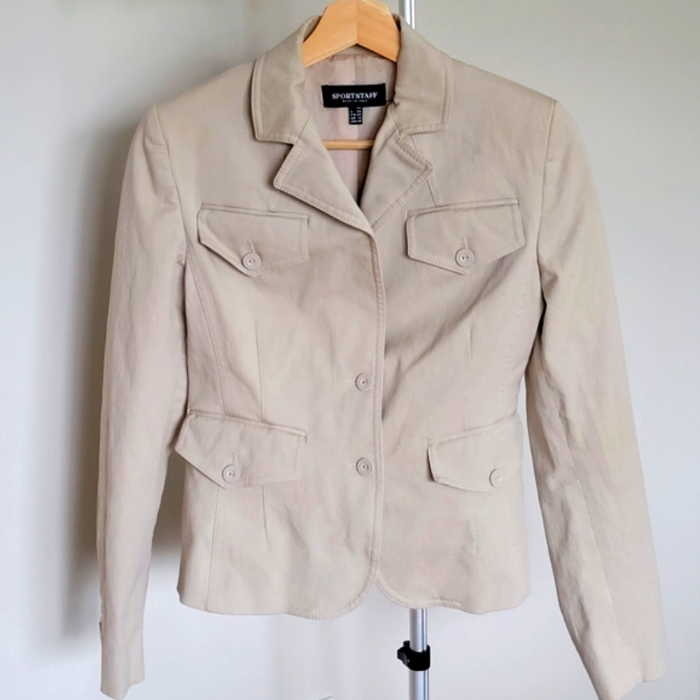 Sportstaff Womens Utility Style Beige Blazer Jacket Size 10
